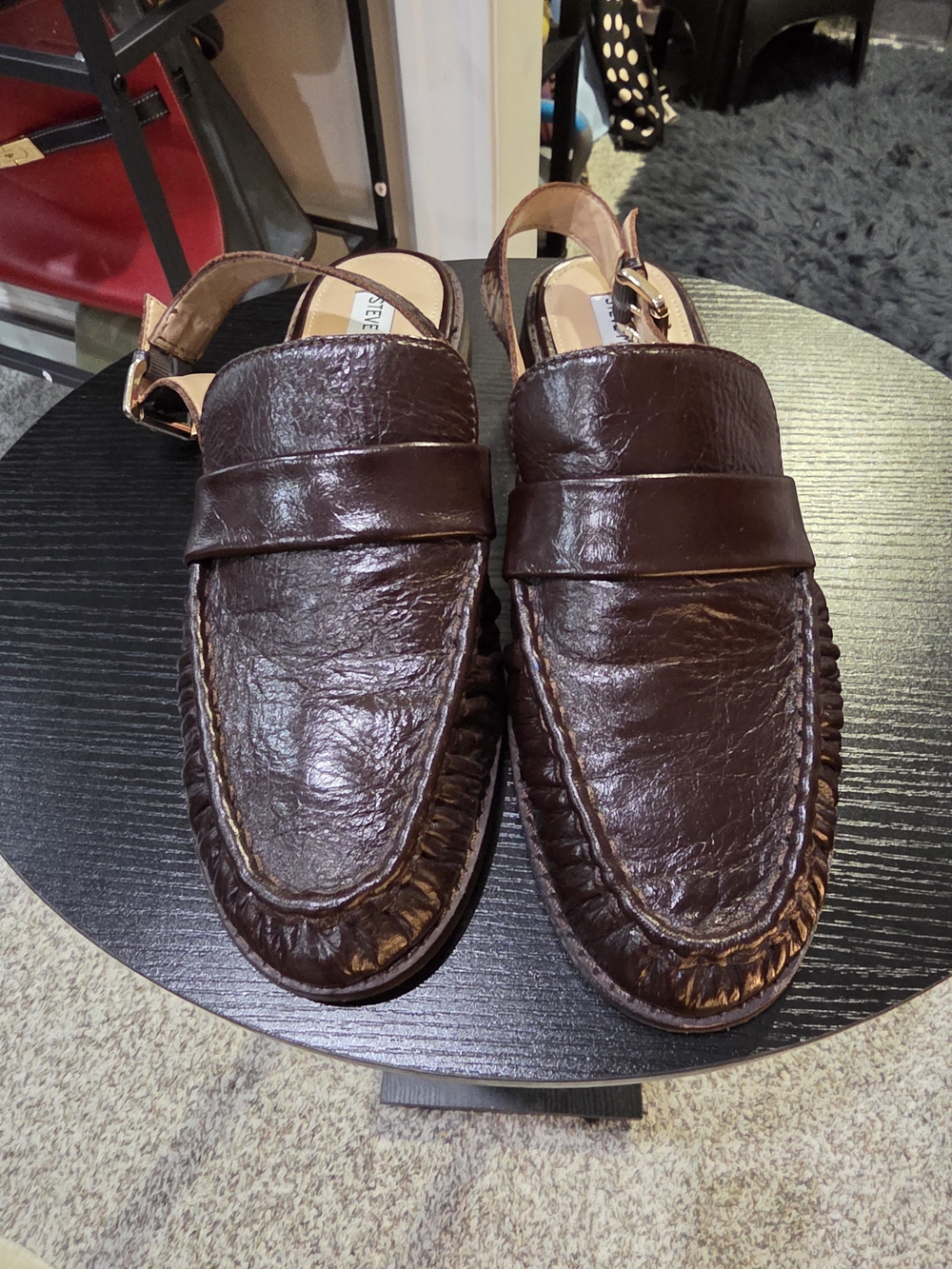 STEVE MADDEN Reeves Leather Slip-On Loafers with Slingback
